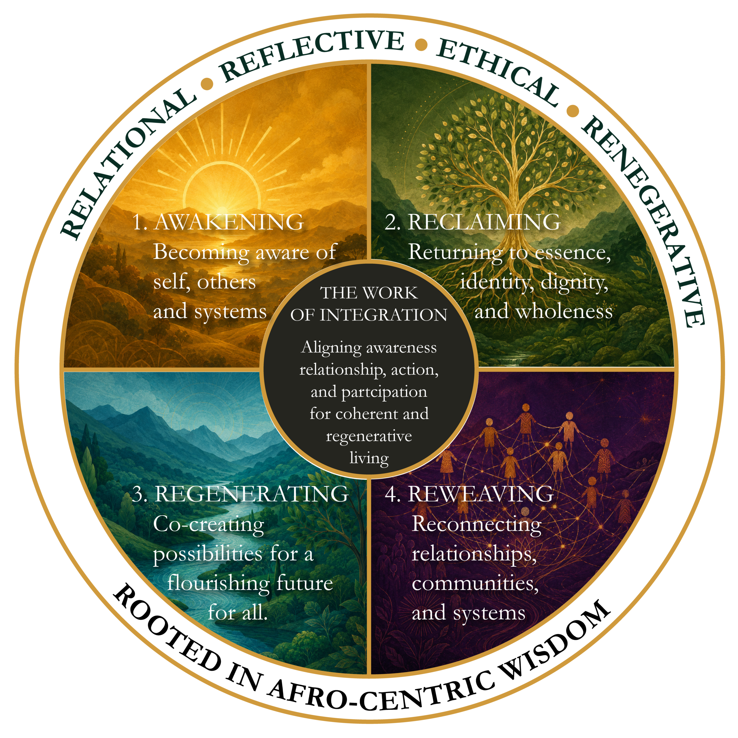 A3R Ecosystem Map showing Awakening, Reclaiming, Reweaving, Regenerating, and the Work of Integration